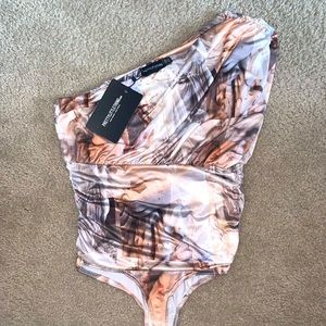 Renaissance One Shoulder thong bodysuit